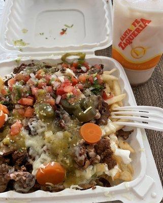 Carne asada fries (added jalapeños)