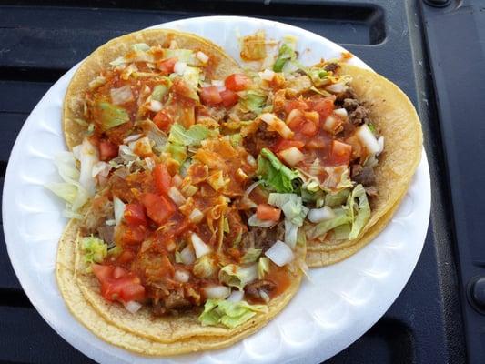 2 carnitas & 1 asada tacos. Best tacos on the planet!