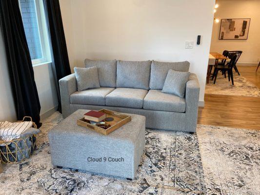 Sofa and ottoman in light gray color