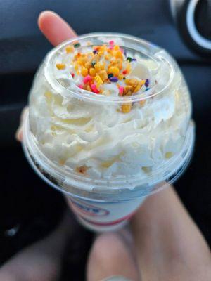 Milkshake with Crunch Coat (Don't worry, there's another layer below the whipped cream!)