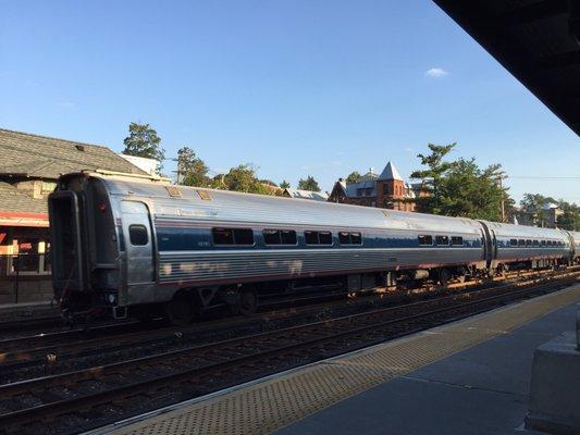 Train-spotting, helps pass the time, and several of these trains pass much more frequently than the ones stop here. (9/9/2017)