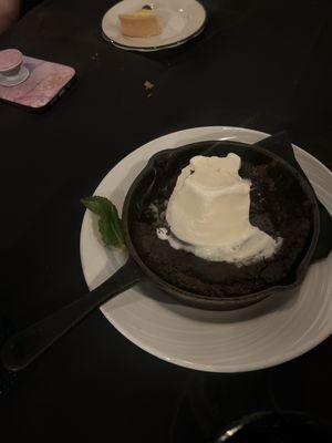 Double chocolate chip cookie with ice cream.