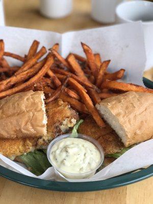 Wowza! Now that's the perfect fish sandwich and sweet potato fries!!