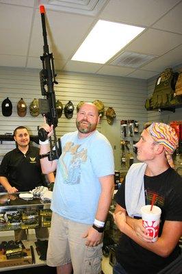 Goofing off at the Grand Opening of Archangel Airsoft!