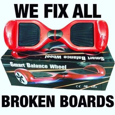 Broken Hoverboard? Red Light on the Hoverboard? One side not moving? This can all be easily repaired by our service technicians.