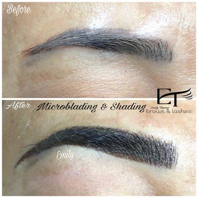 Microblading and shading eyebrows by Emily