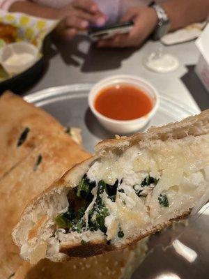 Chicken & spinach calzone