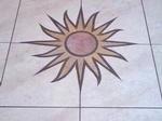 Ceramic tile inlay cut with the waterjet.