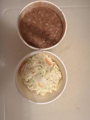 Pinto beans and cole slaw.