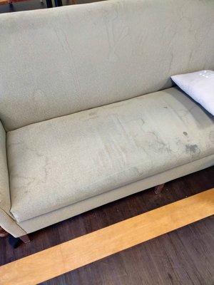 Sofa for the Seniors to sit and catch a disease. Stains on top of stains