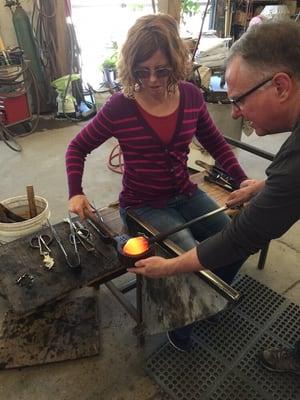 Shaping a cup.