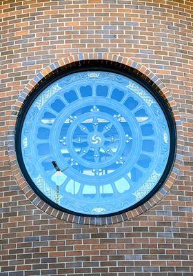 Intricately decorated glass window