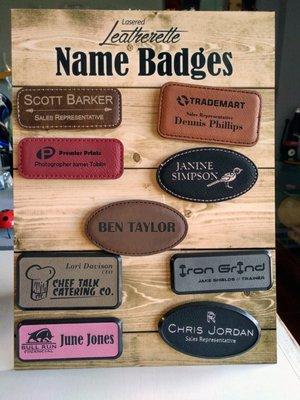 Just a select few of our many different name-tag options.