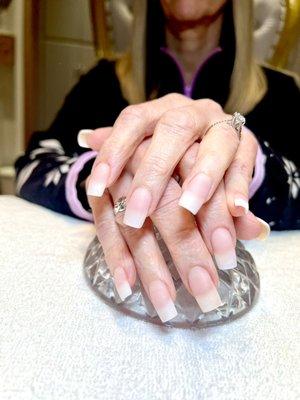 Pink  & Natural Sculptured Acrylic Nails - yes they look real!