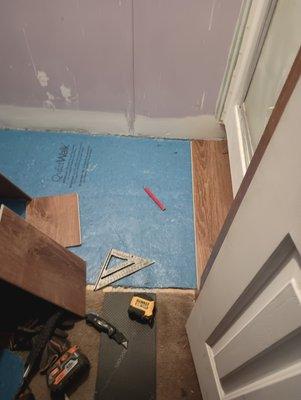 Flooring repair and bathroom remodel.