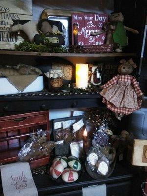 We are a primitive rustic farmhouse decor shoppe.