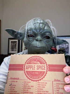 Jedi Master Yoda (Halloween party) eating his BLT