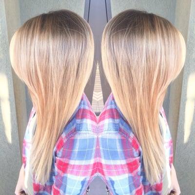 Full soft blonde balayage