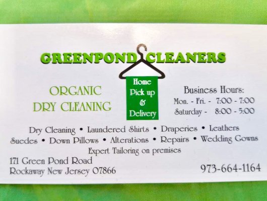 Green Pond Cleaners Business Card