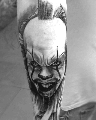 Black and Grey Realism Pennywise Tattoo