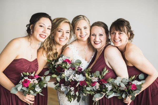 Lovely bride and her bridesmaids