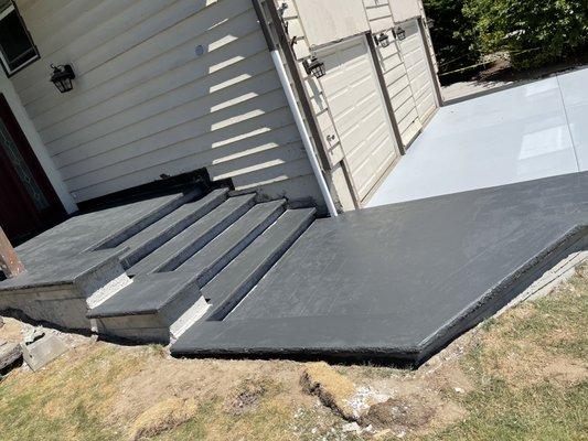 New concrete stairs after poured and stained