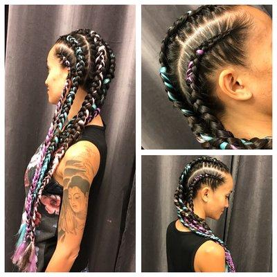 Braid extensions with colored pieces added