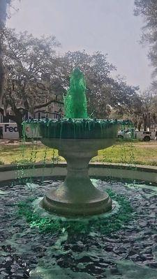 Green fountain for Saint Patrick's Day.