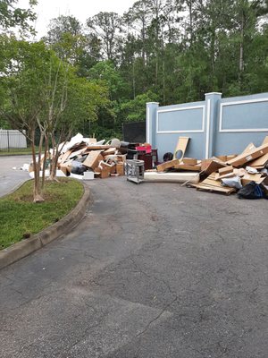 Trash pile is always present, Homeless people come in camp and rifle through the trash every night.