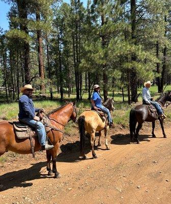 Riders on the trail led by Kevin.