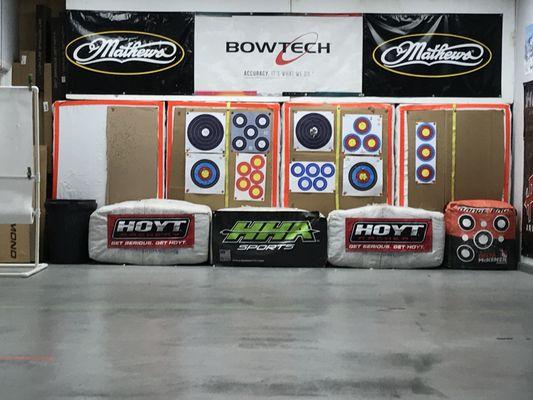 20 yard indoor range to help you site in your new bow or just come in and practice in the A/C.