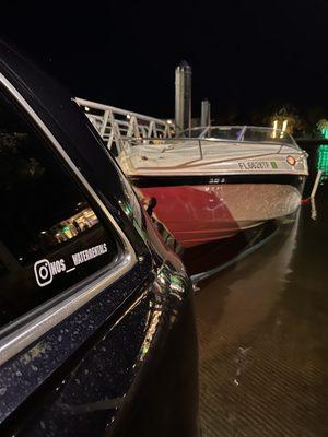 Getting in the water at night.