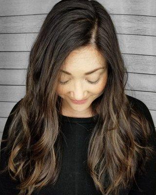 Grey cover touch-up, with natural lived-in highlights giving her soft transitioning color