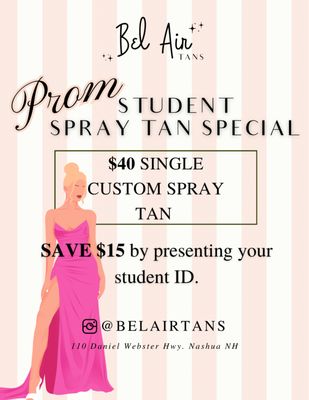 First time customers receive $15 off their custom spray tan!