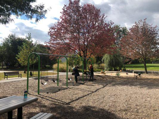 Swing set and sand box