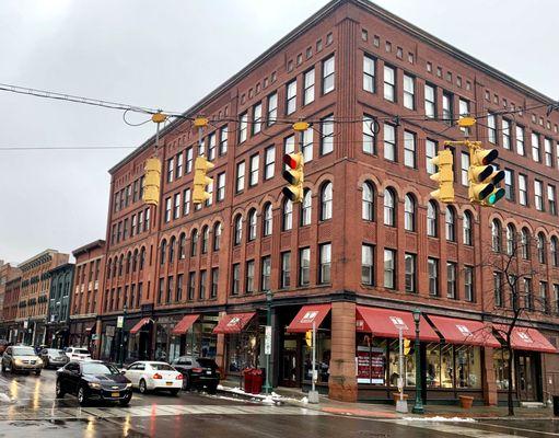 Outside of Mr Shop in Armory Square in Syracuse.