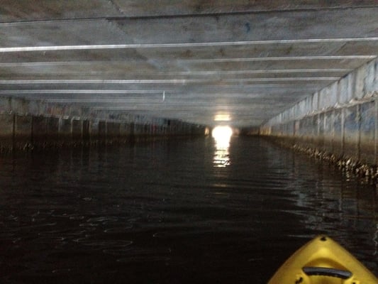 Kayaking on McCoy's Creek the runs underneath the Times Union Building.