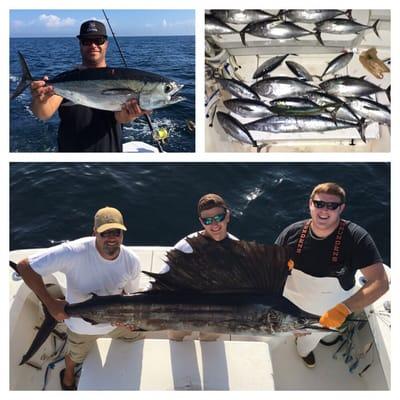 1/16/16 a full day trip catching sails tuna wahoo and mahi mahi