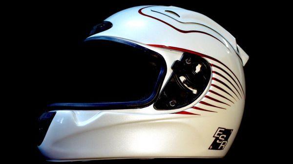 Custom white pearl paint with pin-striping detail.