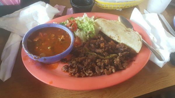 ordered the fajita and pastor plate. with beans a la charra....so amazing