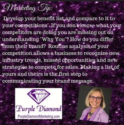 Follow Purple Diamond LLC on Facebook for weekly Marketing Tips!