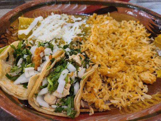 Street tacos and enchilada combo dinner