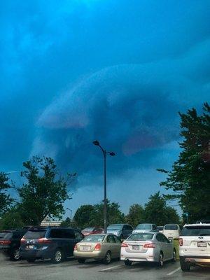 Dark cloud rolling across the AACC Graduation  ceremony.