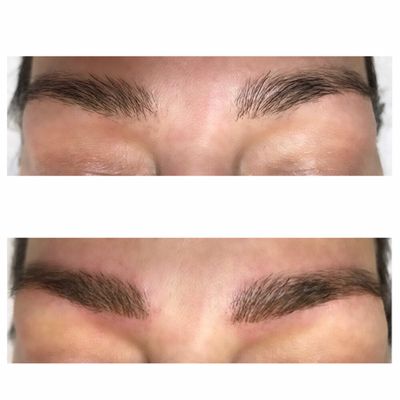 Brow microblading...very tiny, crisp hair-like strokes added to brow that lasts 18+ months!