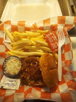 Pulled Pork Sandwich and Fries