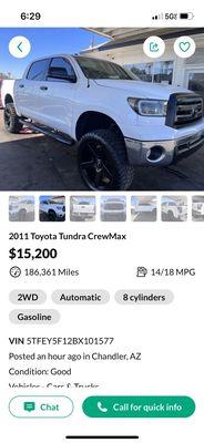 Our truck they are trying to sell.