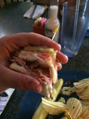 Tiny roast beef club with two slices of roast beef. I could care less about price. At least put a decent sandwich together.