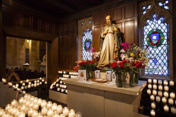 Saint on his altar.