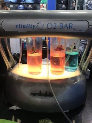 Oxygen bar included with the water massage, you get to breathe in infused oxygen with peppermint, mixed berries and watermelon!