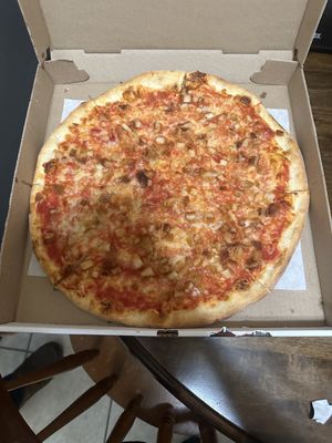 One of their many styles of Chicken Parm Pizza